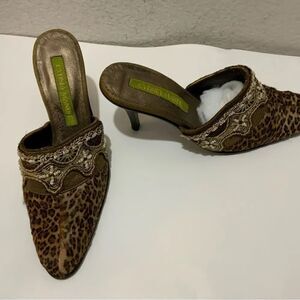 Cydney Mandel Handmade Leopard Mules Sz 7 EUC